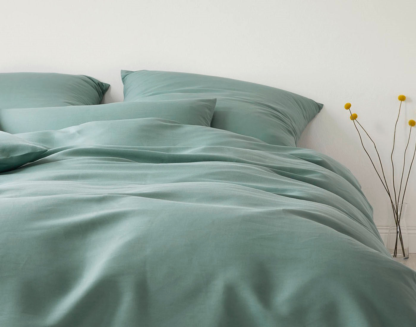 Halbleinen Bettwäsche Breezee Grün Uni Schlafzimmer