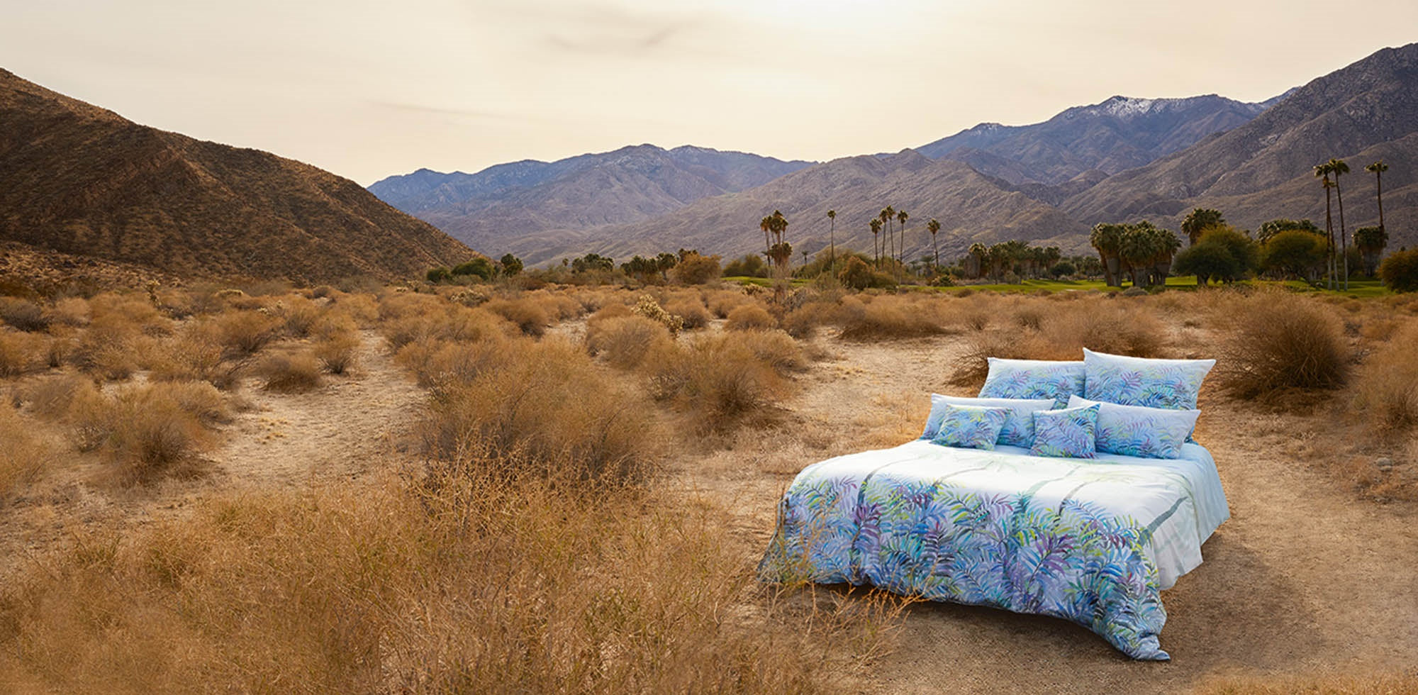 Bettwäsche Palm Leaves Hintergrund Bett Palmen Berge