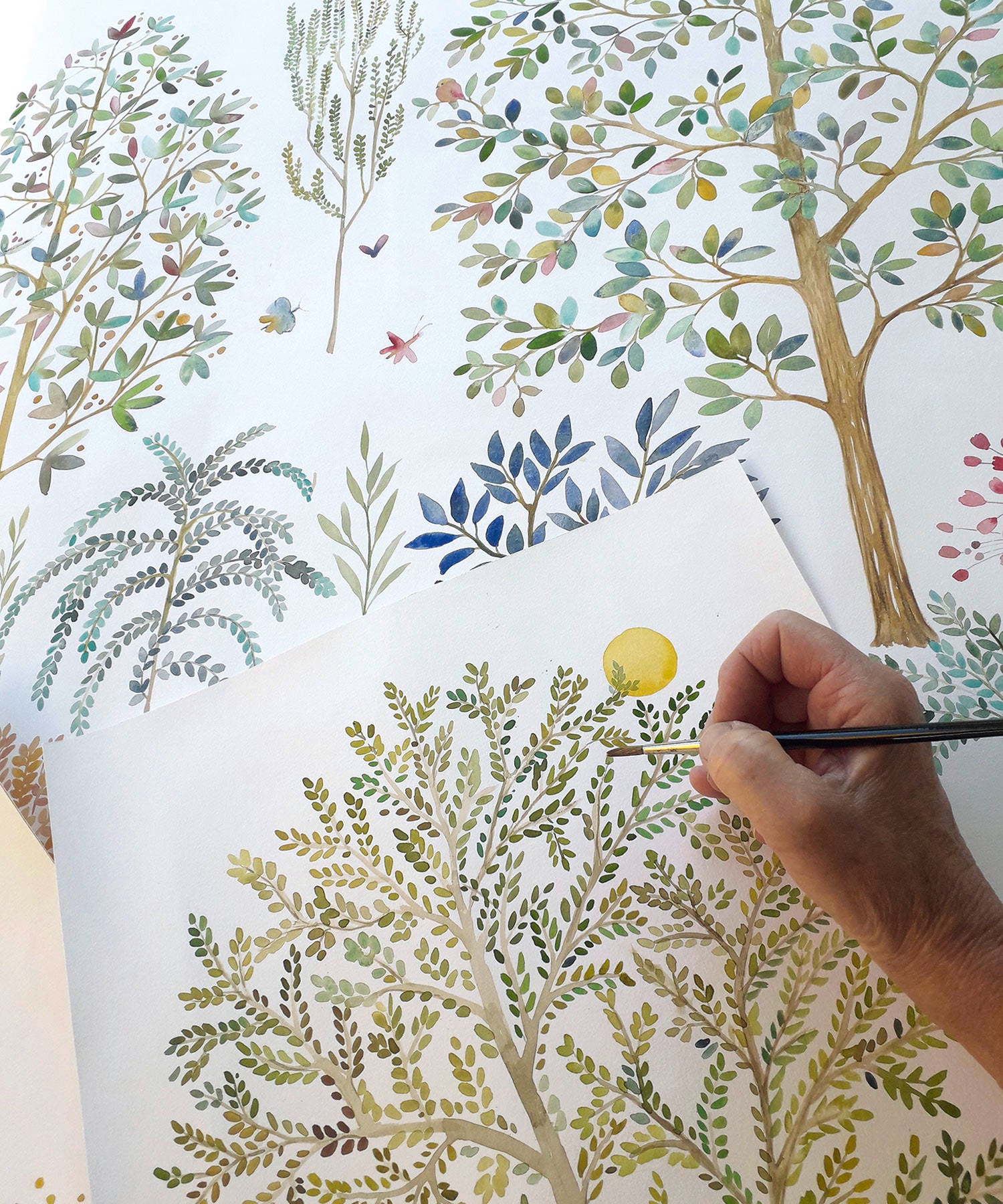 Bettwäsche Design Details 2000x3000 Handgemaltes Design Bäume