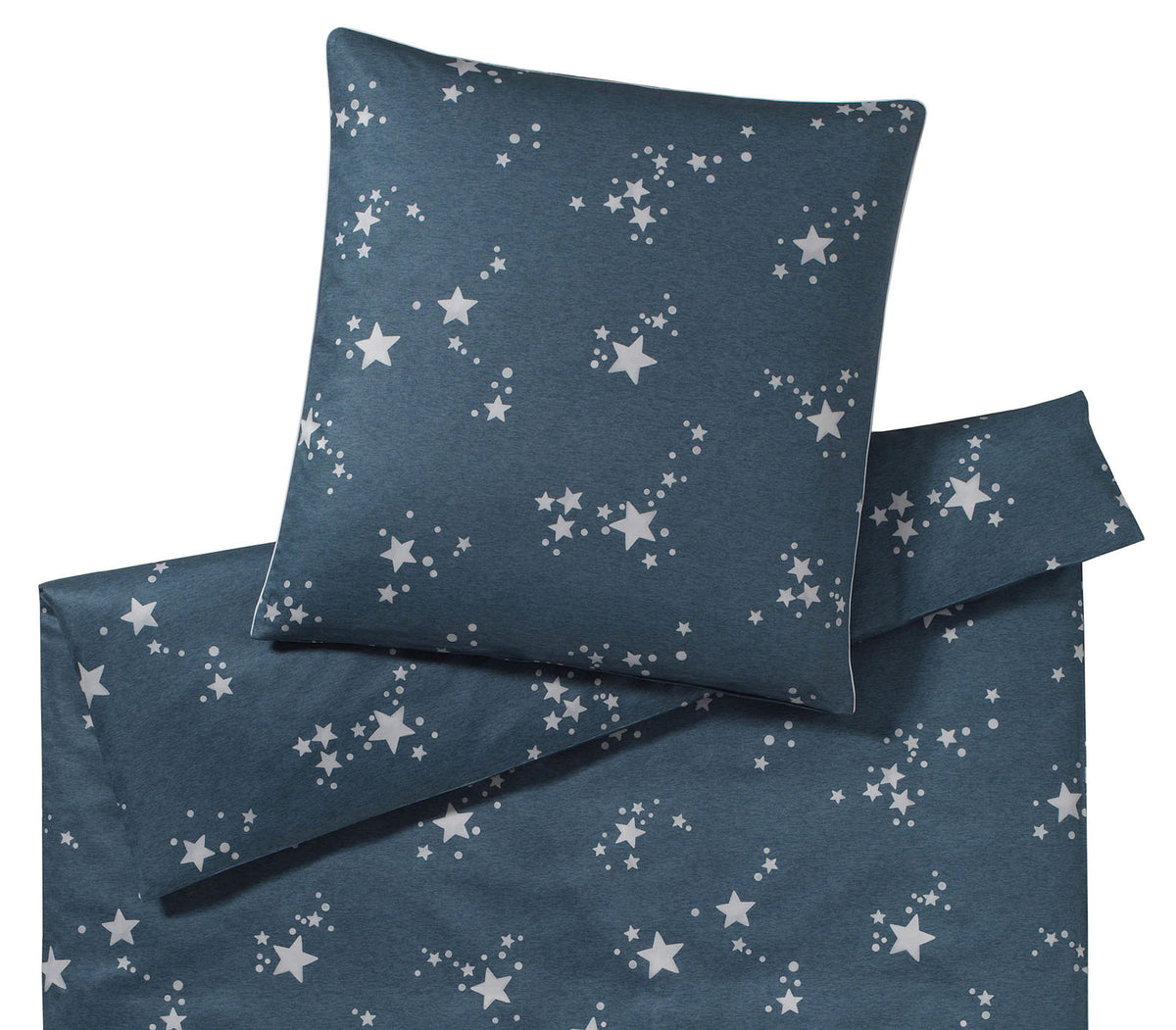 Satin Bettwäsche Startime Jeans mit Sternen Freisteller #farbe_Jeans