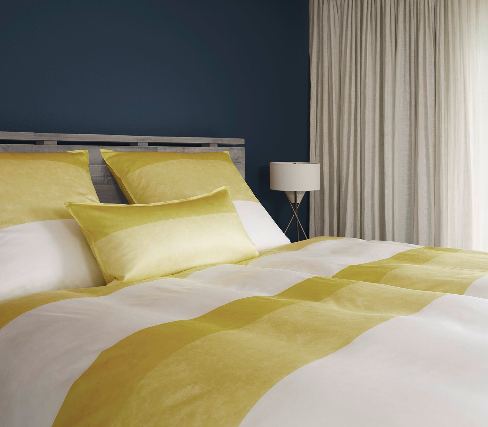 Satin Bettwäsche Riverside Sonne Streifen Schlafzimmer #farbe_Sonne