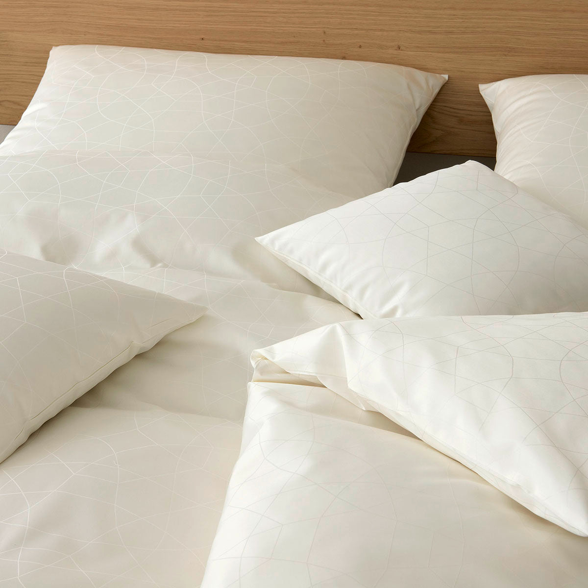Jacquard Bettwäsche Circle Kreise Beige Schlafzimmer