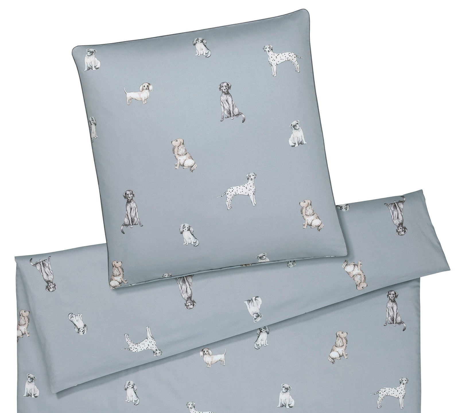 Satin Bettwäsche Woof in Graphit Hundemotive #farbe_Graphit