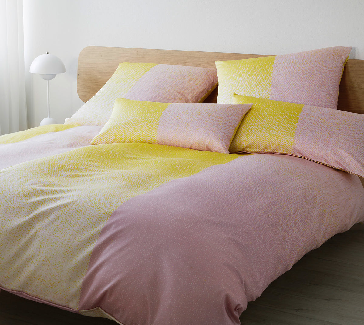 Satin Bettwäsche Match Streifen Pudergelb Schlafzimmer #farbe_Pudergelb