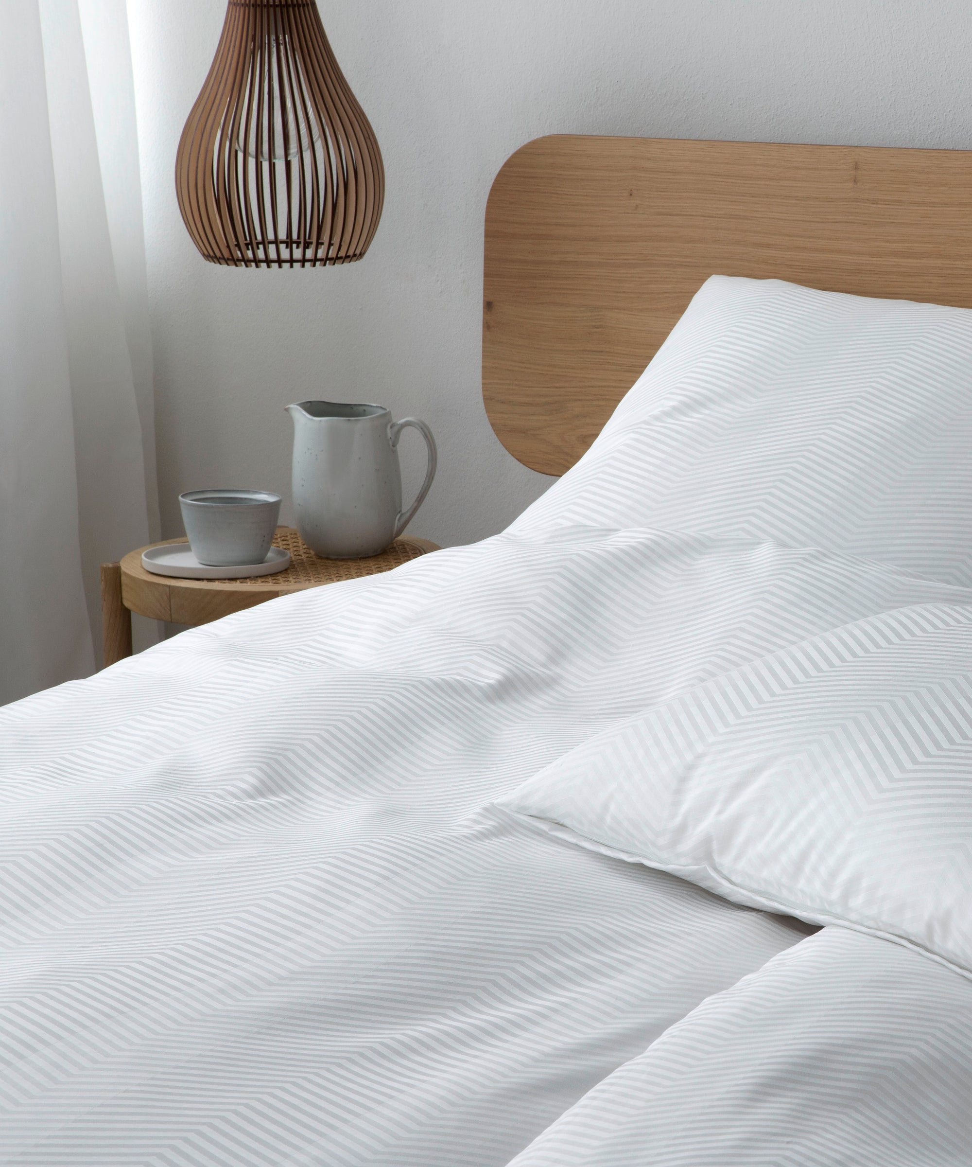 Canova Jacquard Bettwäsche Weiß Fischgratmuster Schlafzimmer