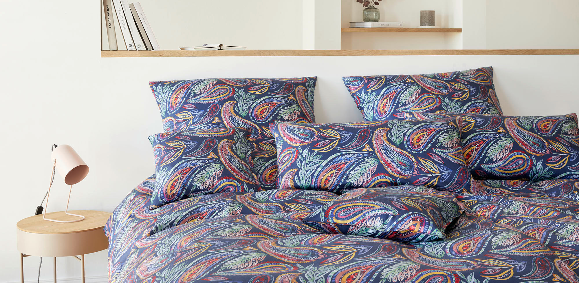 Jersey Bettwäsche Decoration Paisley Blau Schlafzimmer