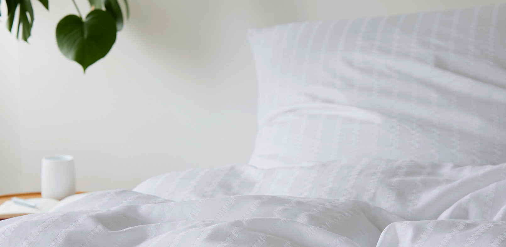 Chelsea Web-Seersucker Bettwäsche Weiß Streifen Schlafzimmer