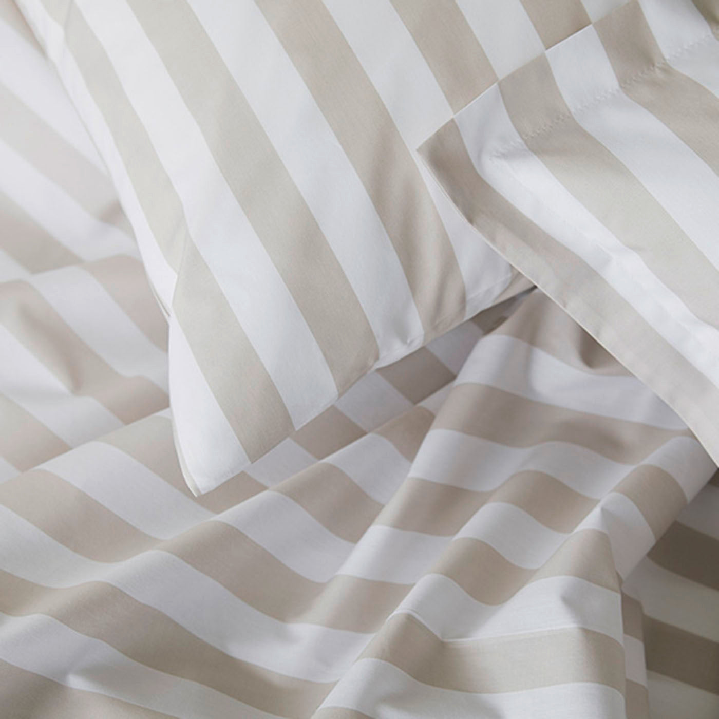 Web Perkal Bettwäsche Lido Streifen beige weiß