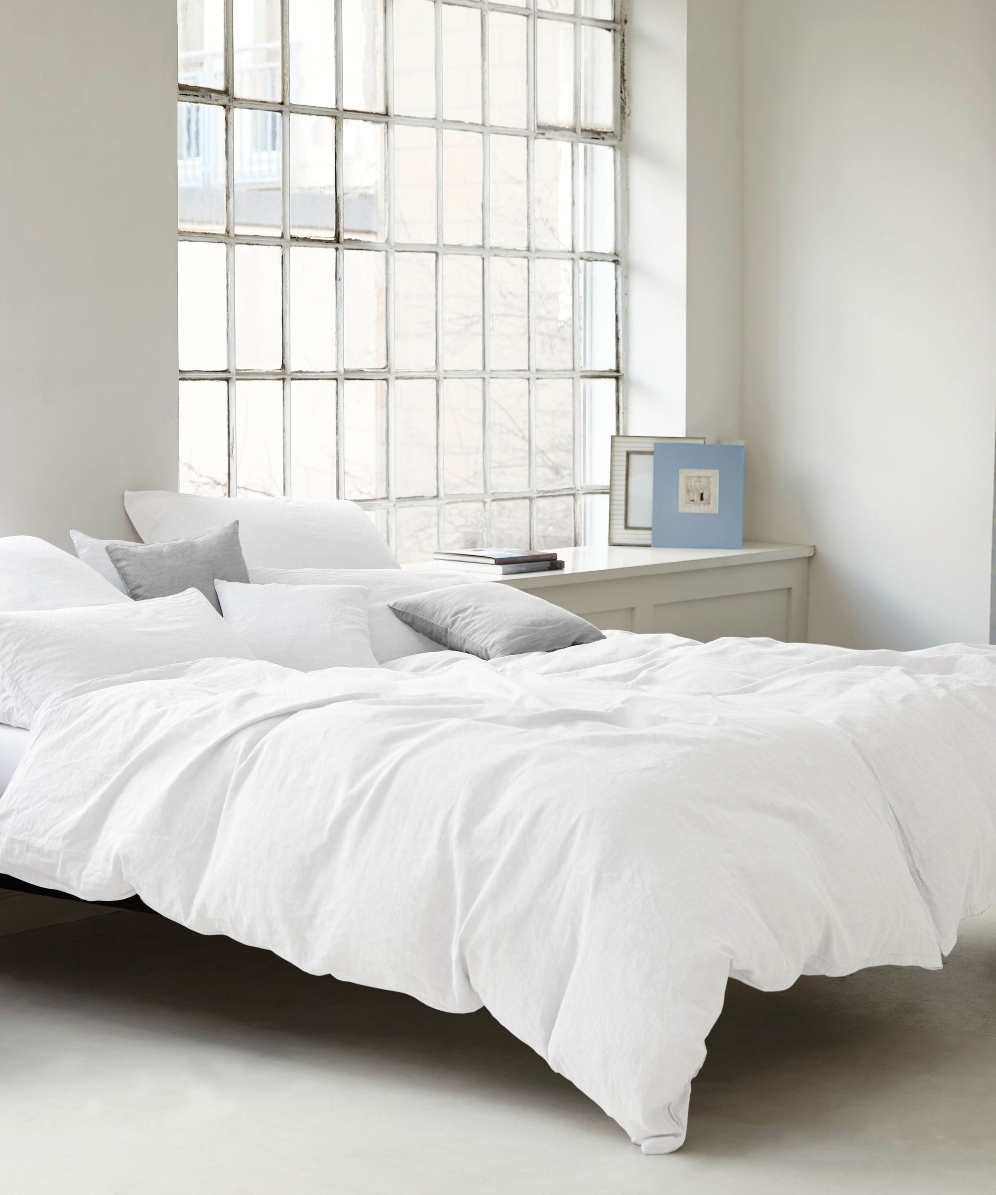 Breezee Halbleinen Bettwäsche Weiß Schlafzimmer hell