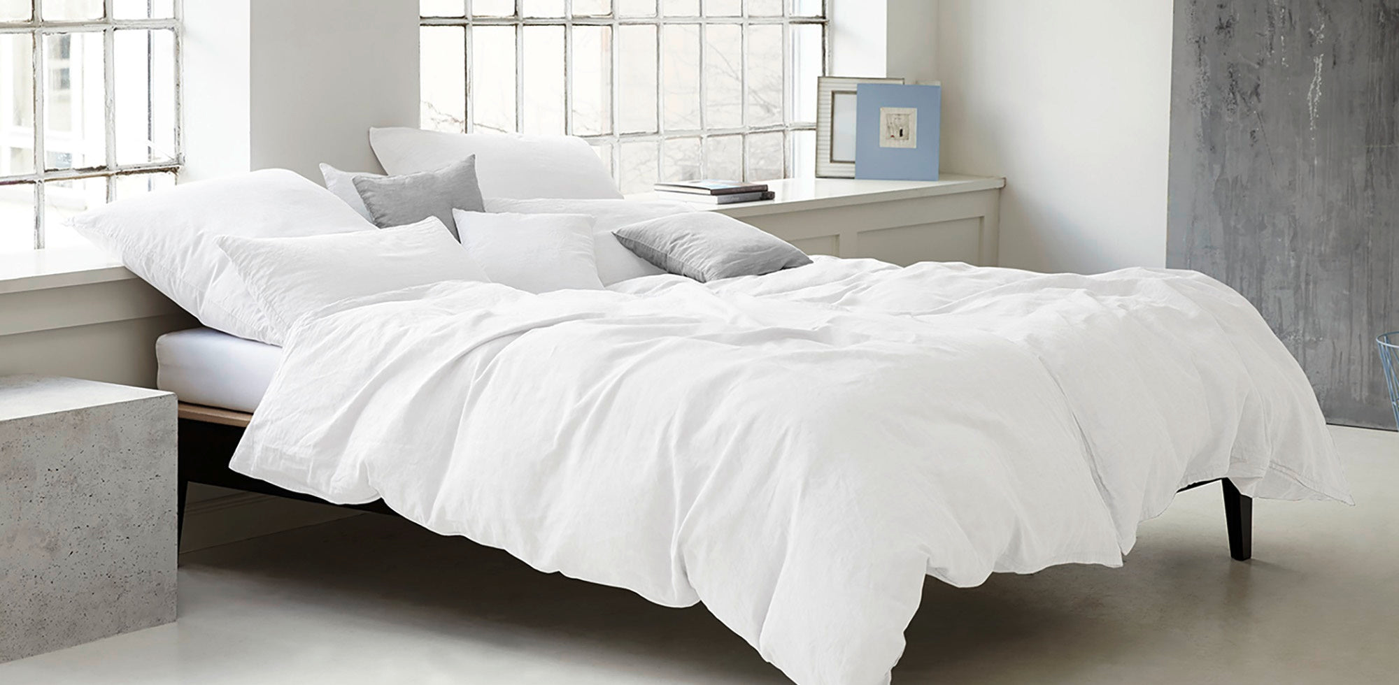 Halbleinen Bettwäsche Breezee Weiß Schlafzimmer