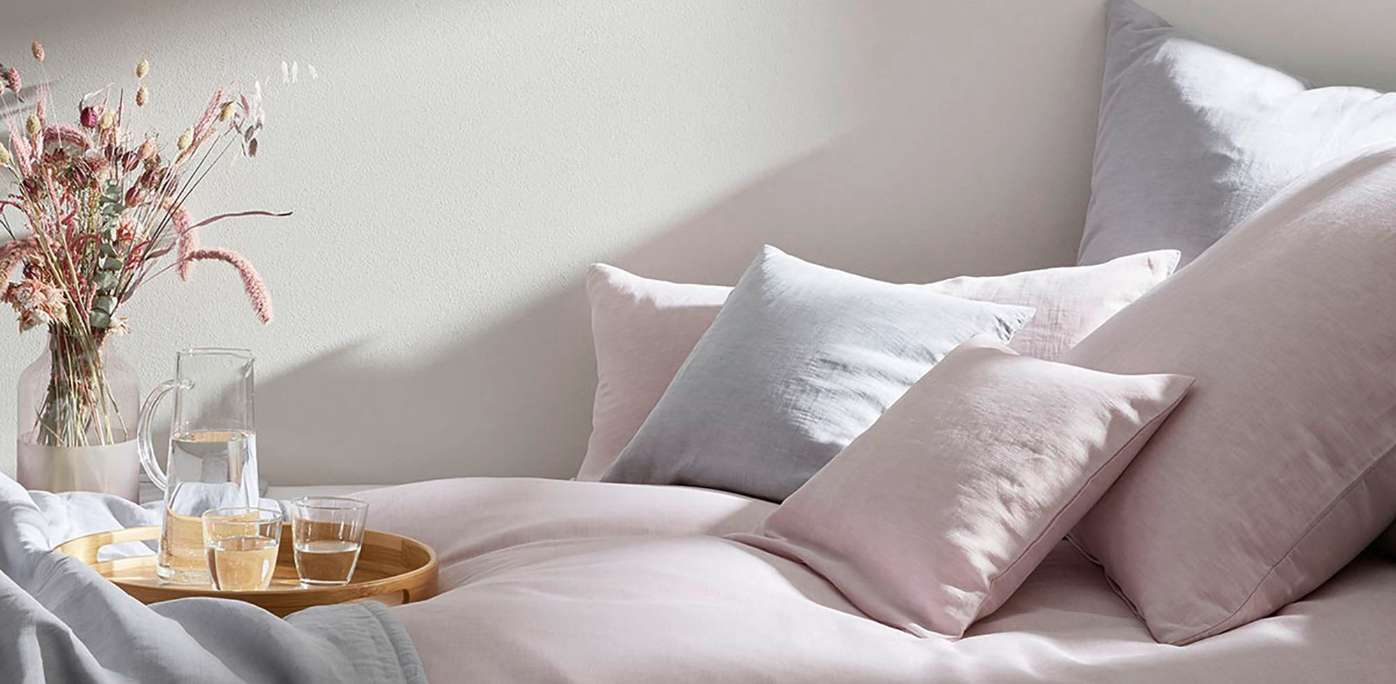 Halbleinen Bettwäsche Breezee Rose Schlafzimmer