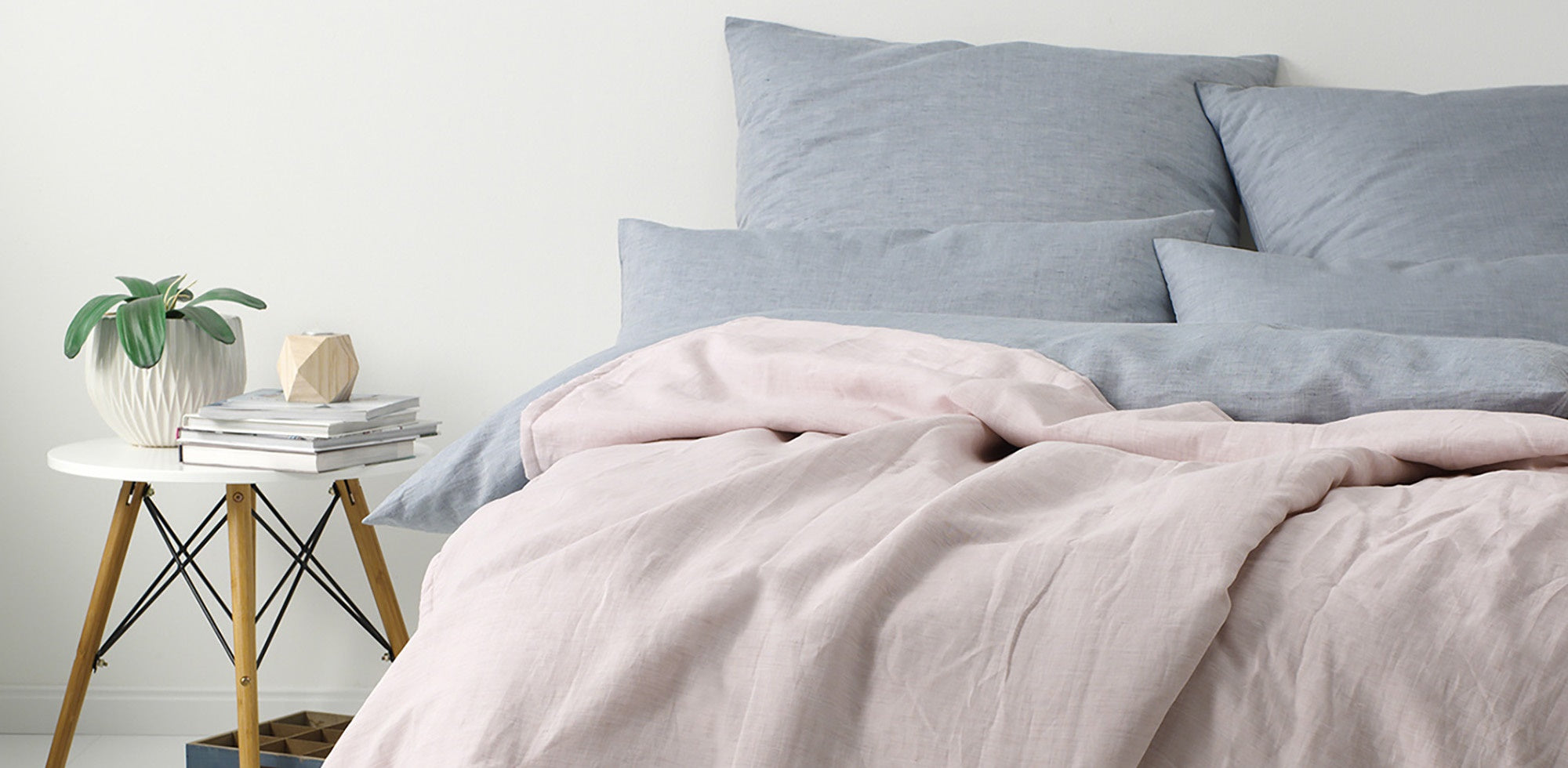 Halbleinen Plaid Breezee Rosa Schlafzimmer