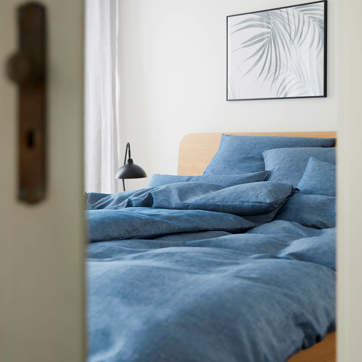 Halbleinen Bettwäsche Breezee Blau Schlafzimmer