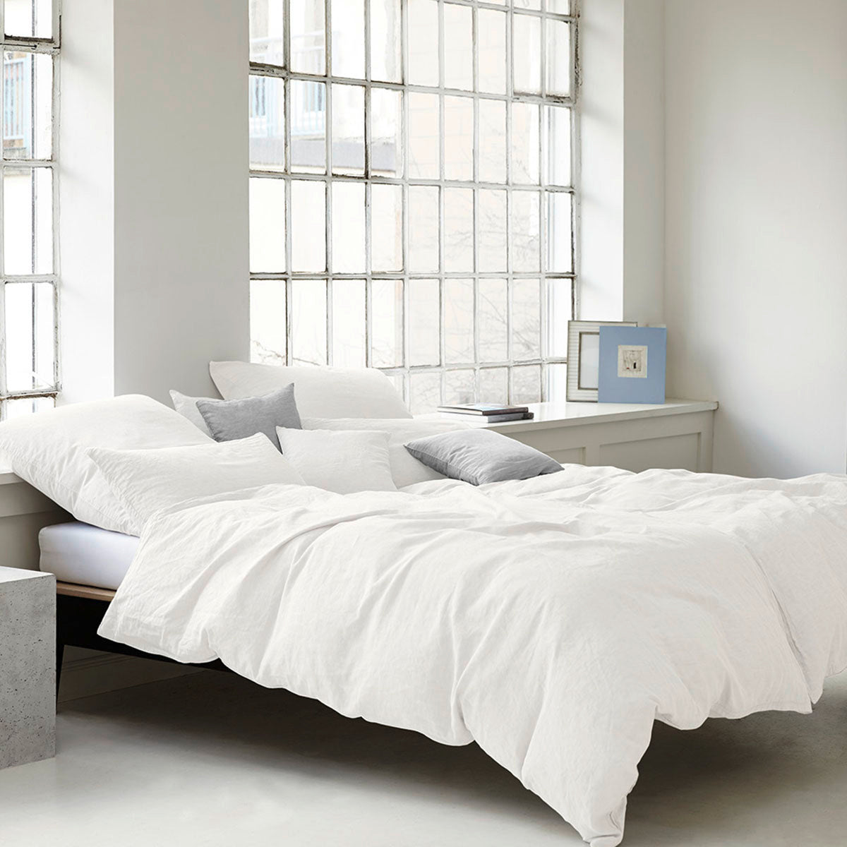Leinen Bettwäsche Pure Weiß Schlafzimmer
