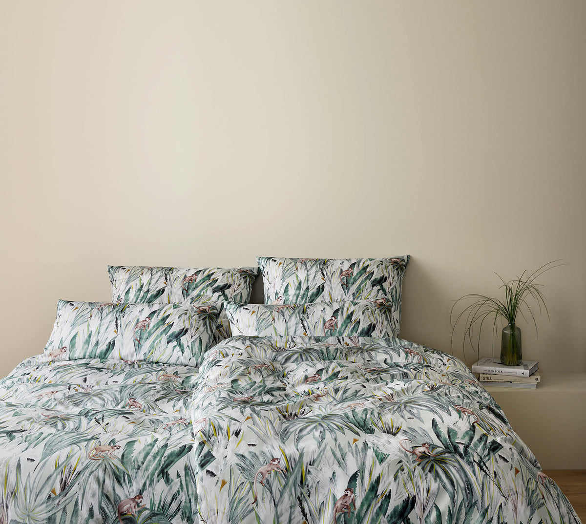 Bambus Satin Bettwäsche Monkeys in Grün Dschungel Affen Schlafzimmer #farbe_Monkeys Grün