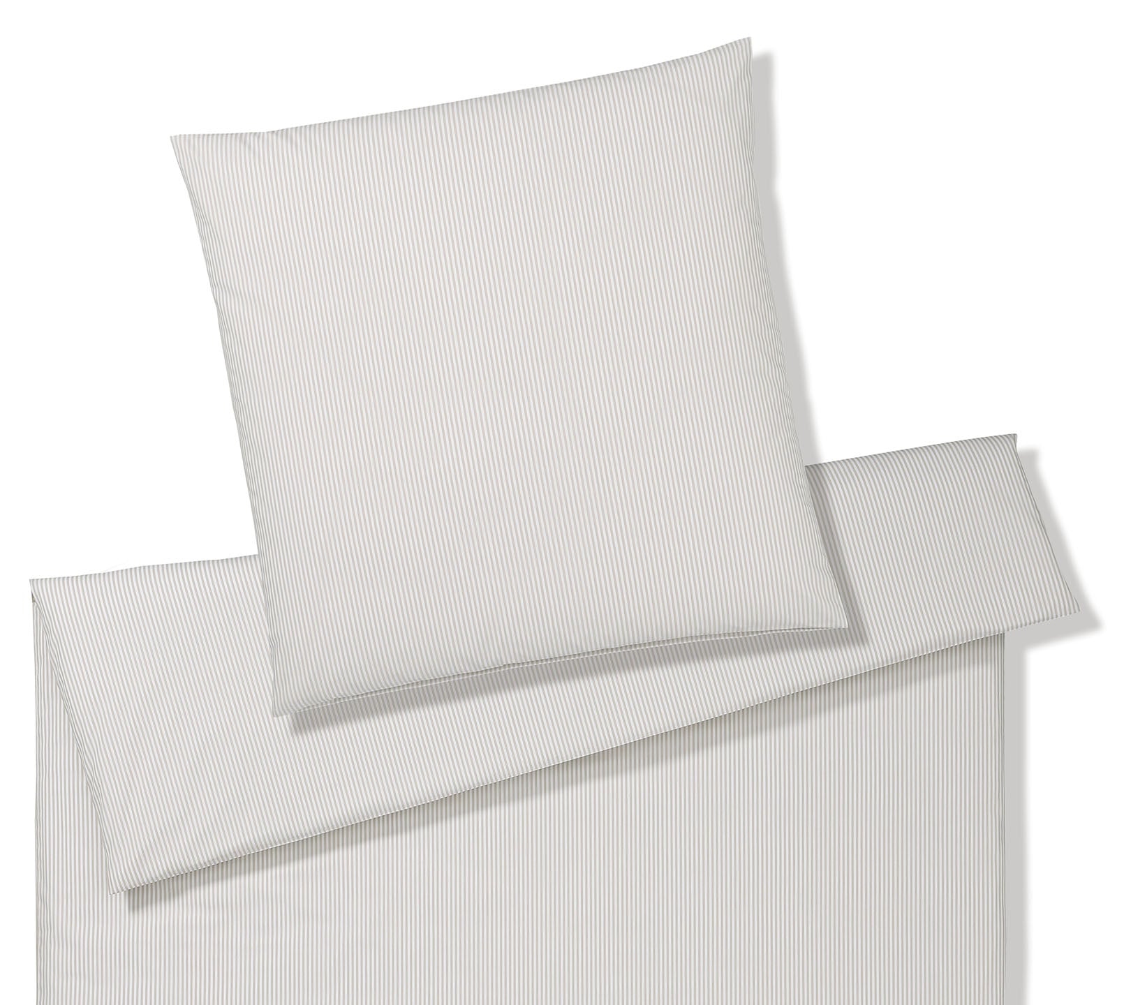 Bettwäsche aus Perkal Classico in Beige Streifen Freisteller #farbe_Classico Clay
