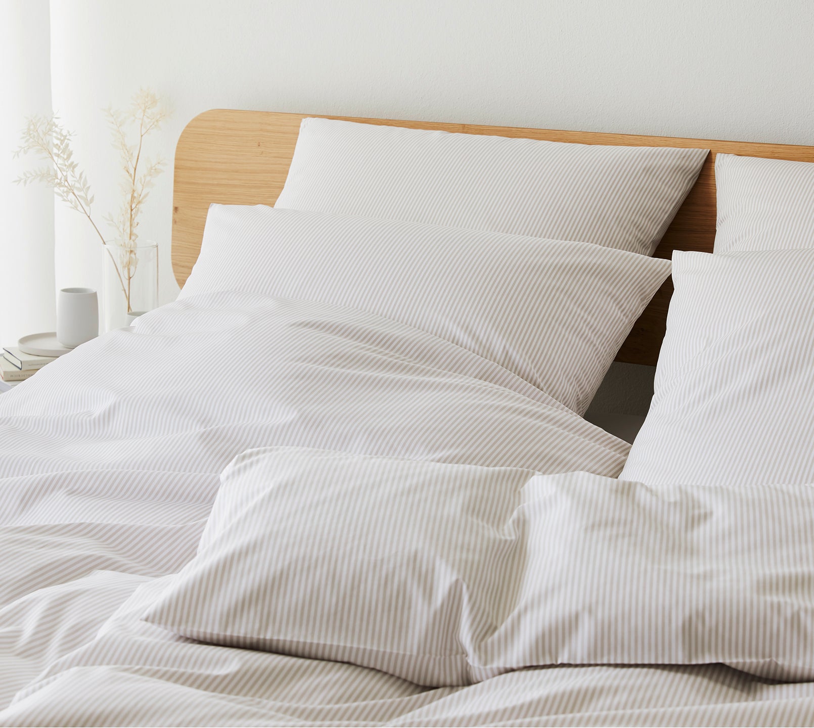 Bettwäsche aus Perkal Classico in Beige Streifen Schlafzimmer #farbe_Classico Clay