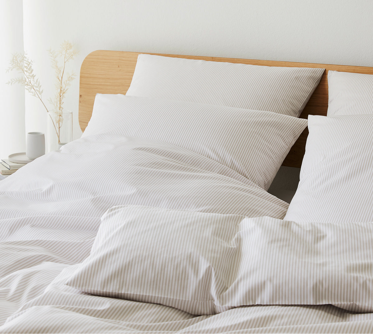 Bettwäsche aus Perkal Classico in Beige Streifen Schlafzimmer #farbe_Classico Clay