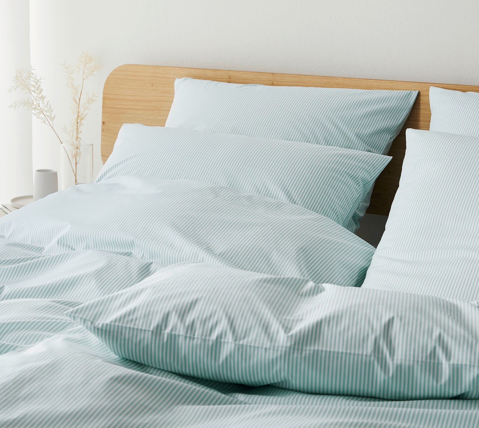 Bettwäsche aus Perkal Classico in Salbei Streifen Schlafzimmer #farbe_Classico Salbei