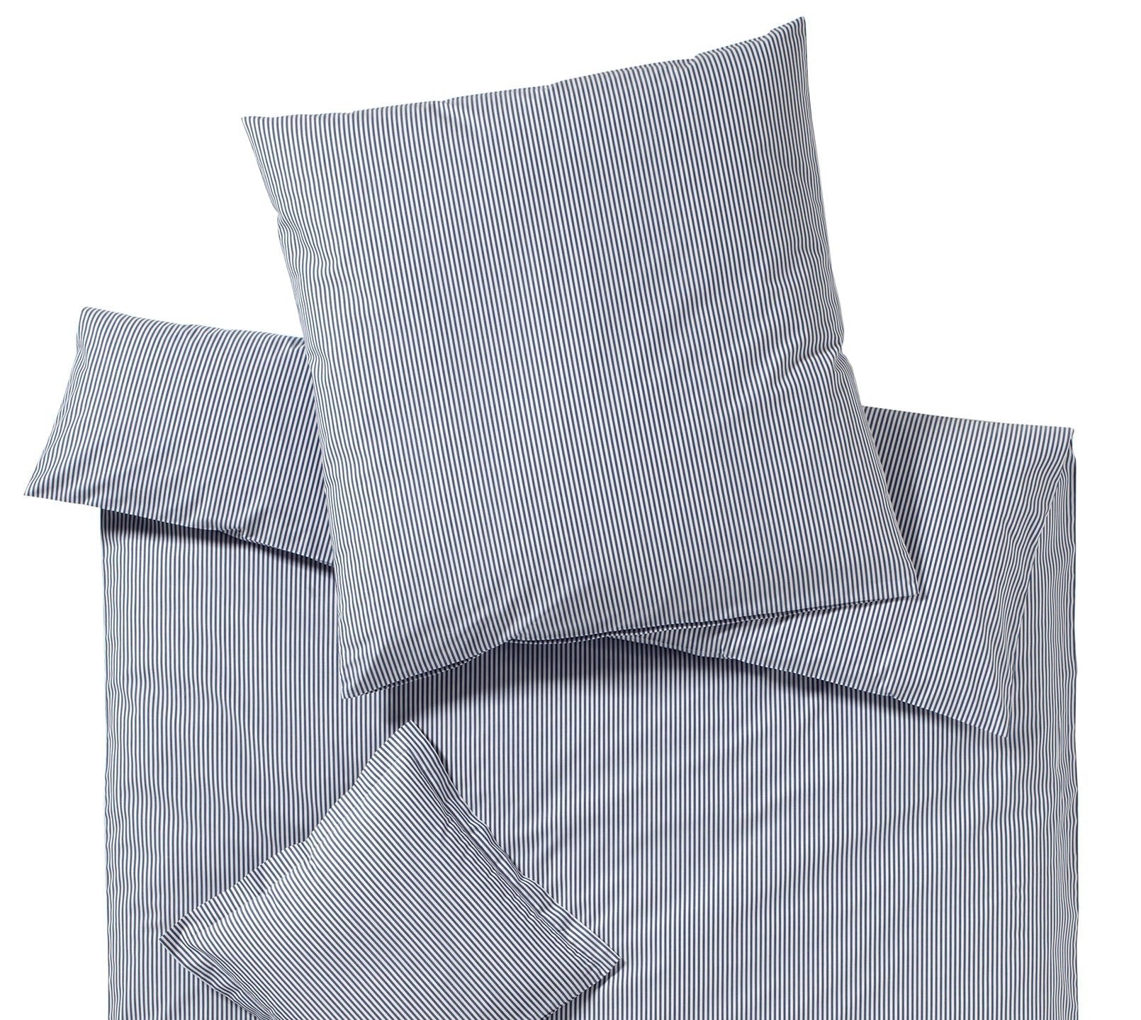 Bettwäsche aus Perkal Classico in Marine Streifen Schlafzimmer #farbe_Classico Marine