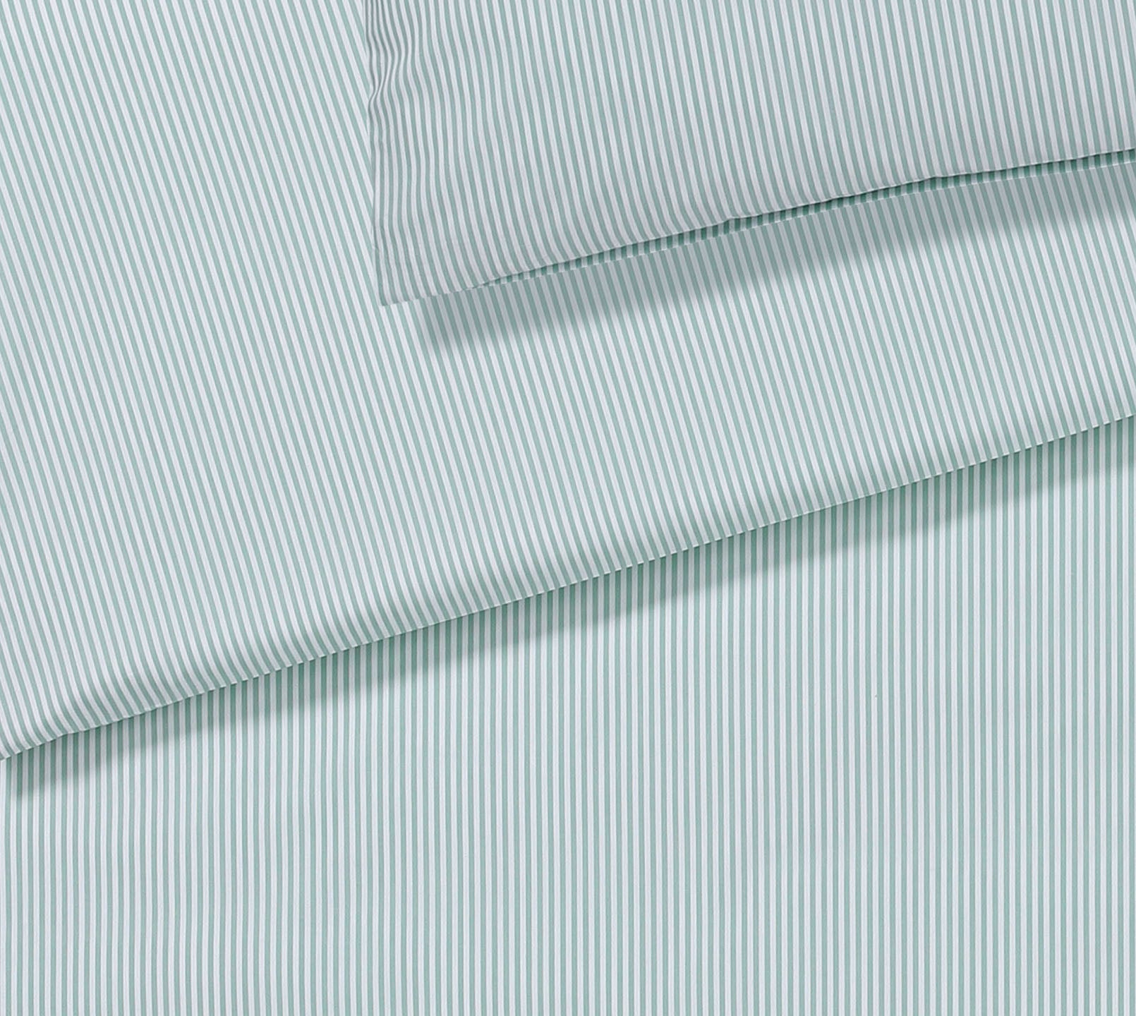 Bettwäsche aus Perkal Classico in Salbei Streifen Struktur #farbe_Classico Salbei