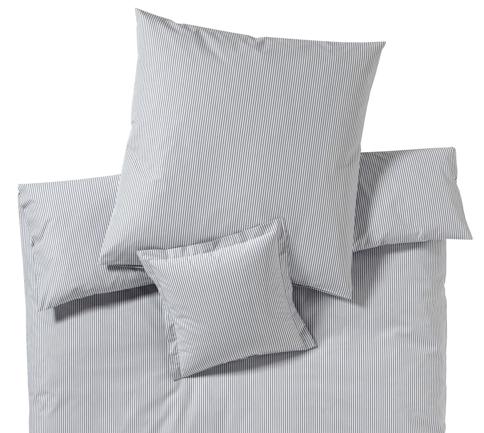 Bettwäsche aus Perkal Classico in Silber Streifen Freisteller #farbe_Classico Silber