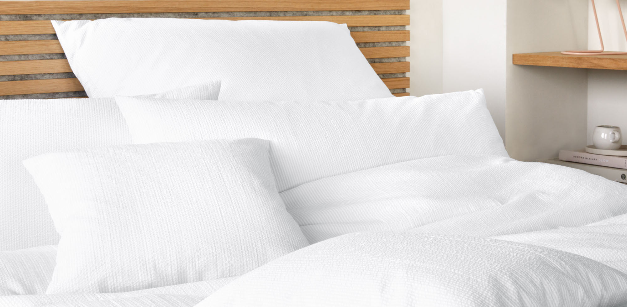 Bettwäsche Seersucker Weiß Schlafzimmer