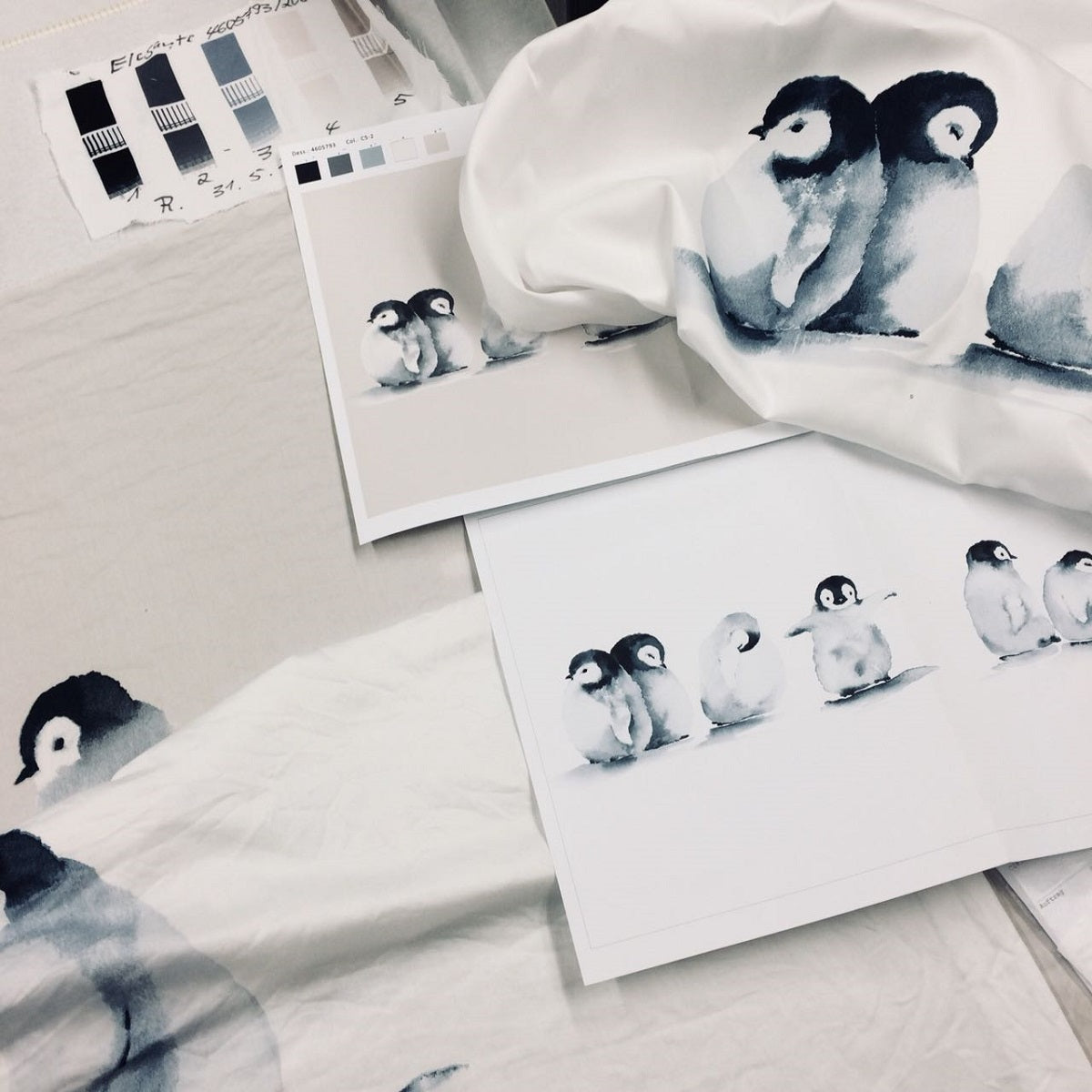 Zeichnung Pinguine Druck Bettwäsche