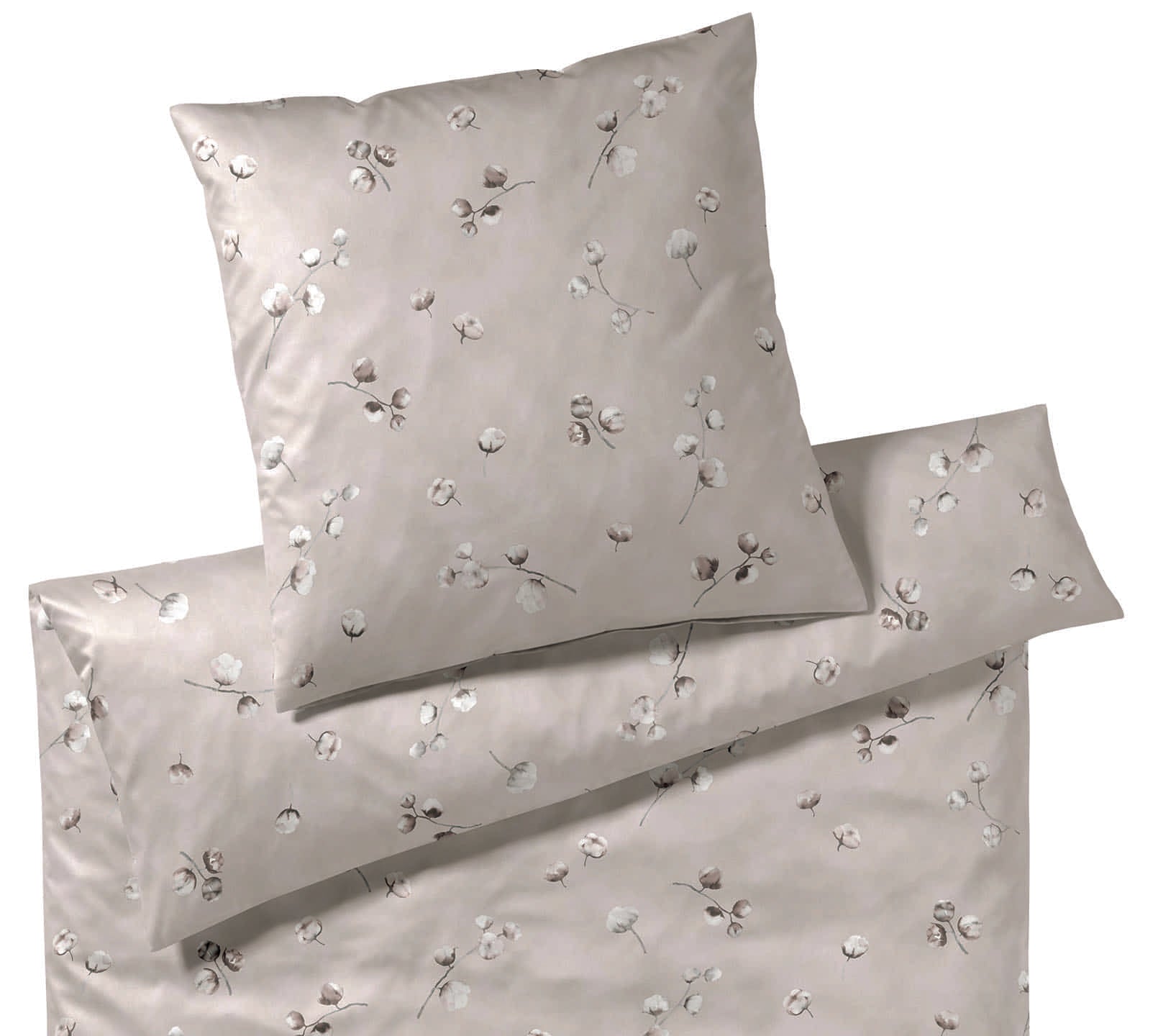 GOTS Bio Baumwolle Satin Bettwäsche Cotton Flower Natur Blüten Freisteller #farbe_Cotton Flower Natur