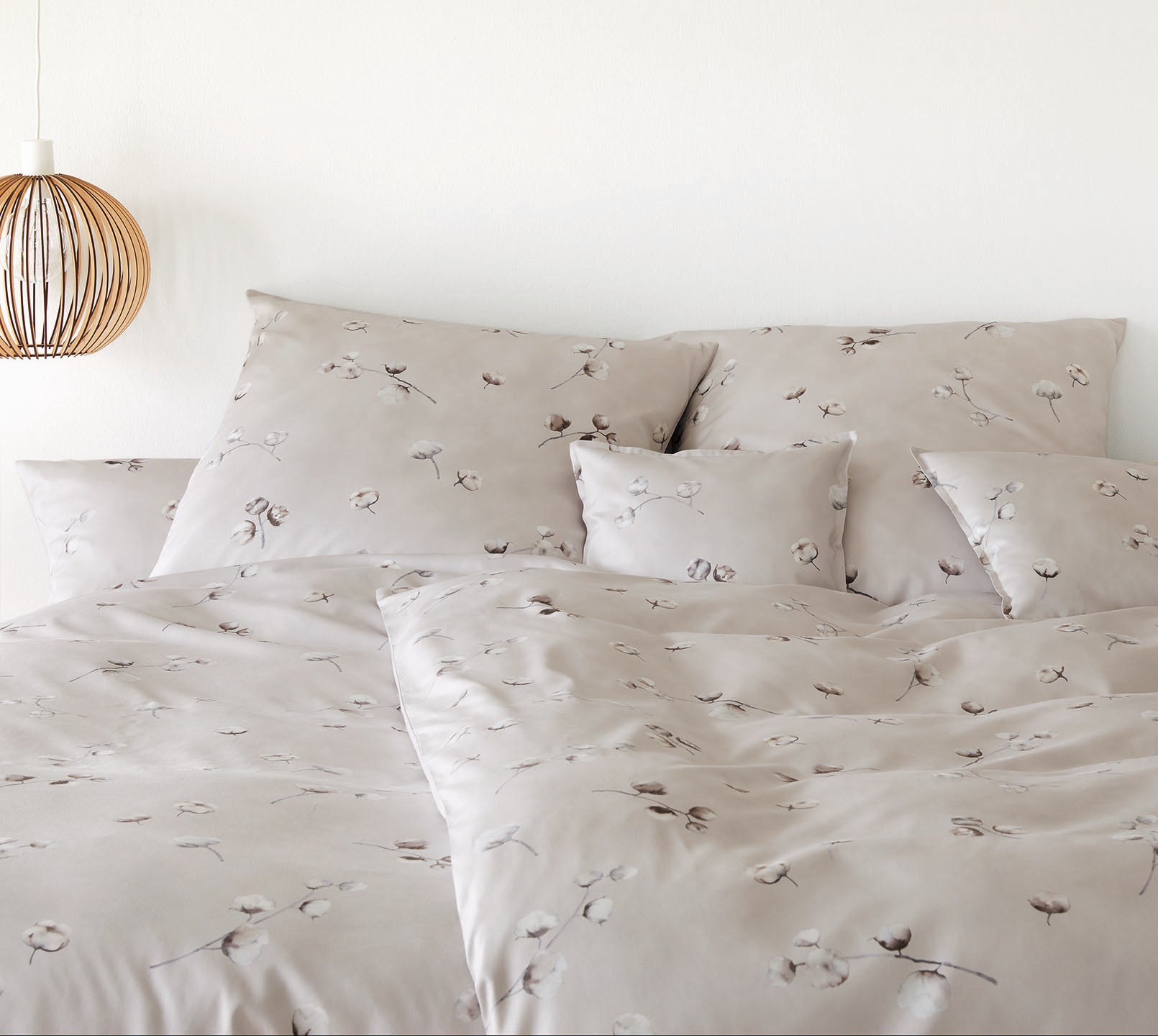 GOTS Bio Satin Bettwäsche Cotton Flower in Natur Baumwollblüten Schlafzimmer #farbe_Natur