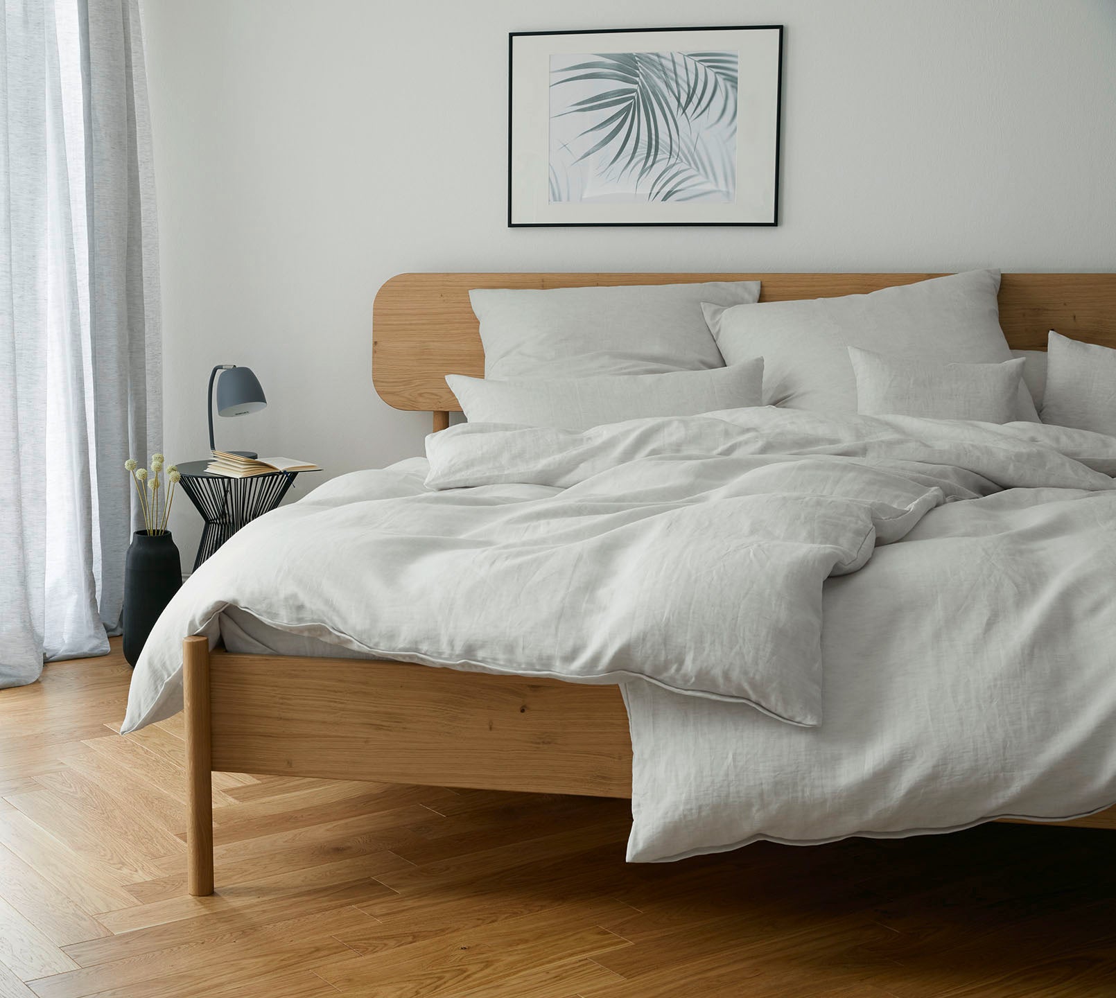 Halbleinen Bettwäsche Breezee in Kreide Grau Schlafzimmer #farbe_Breezee Kreide