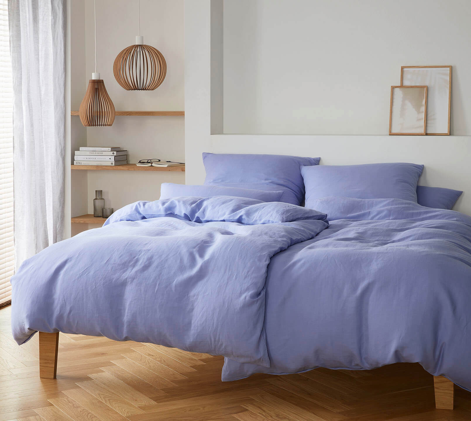 Halbleinen Bettwäsche Breezee in Lila Uni Schlafzimmer #farbe_Breezee Lila