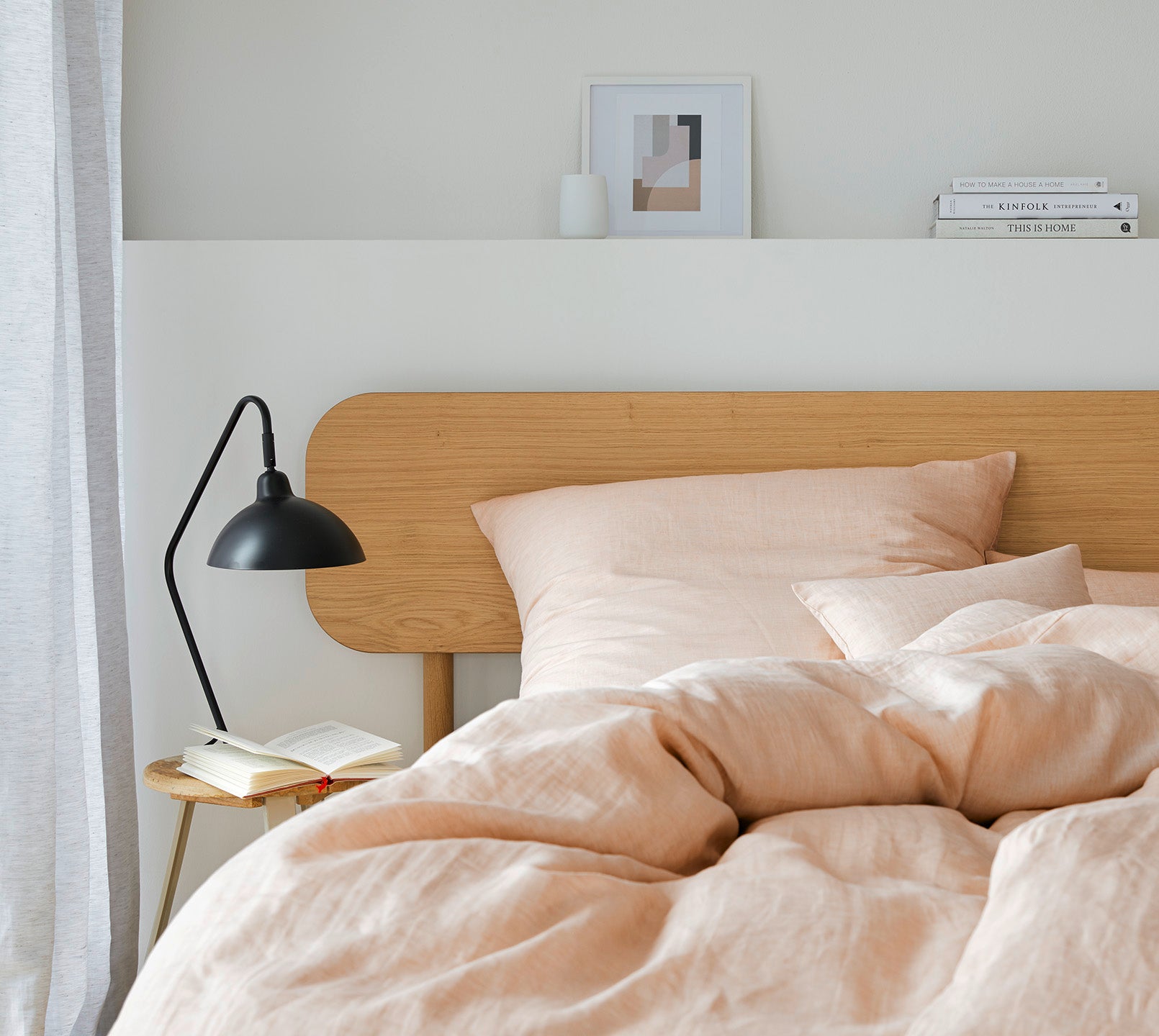 Halbleinen Bettwäsche Breezee in Pfirsich uni Schlafzimmer #farbe_Breezee Pfirsich