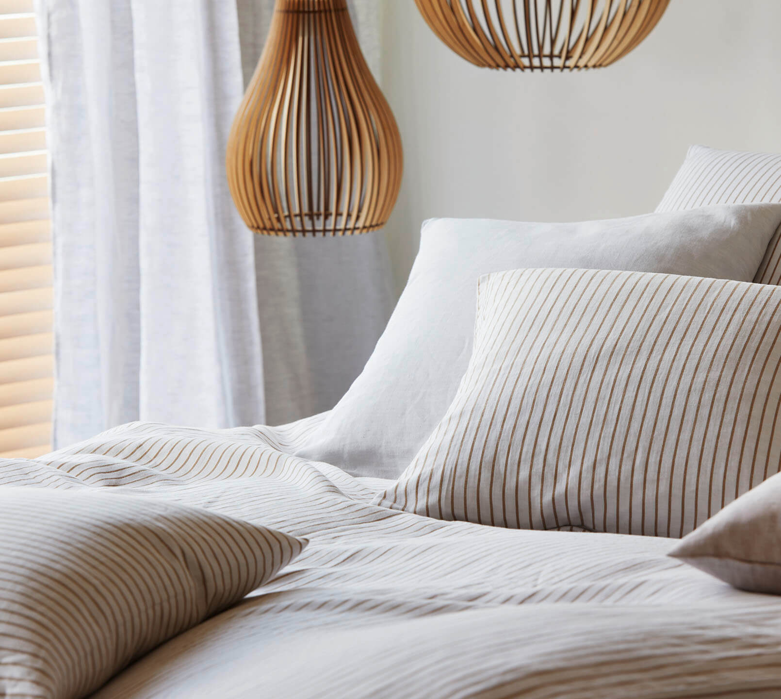 Halbleinen Bettwäsche Cozy in Natur Streifen Detail #farbe_Cozy Natur