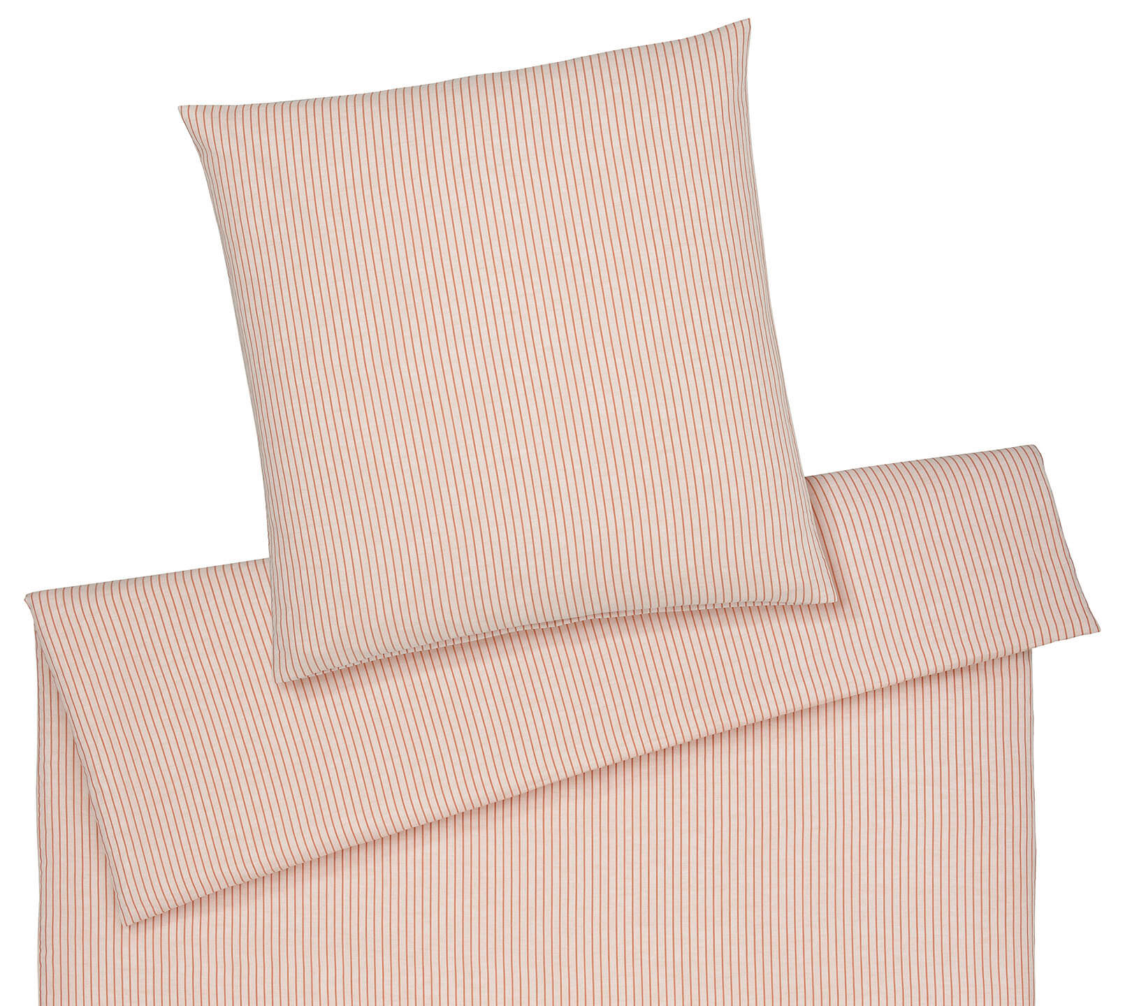 Halbleinen Bettwäsche Cozy in Terra Streifen Freisteller #farbe_Cozy Terra