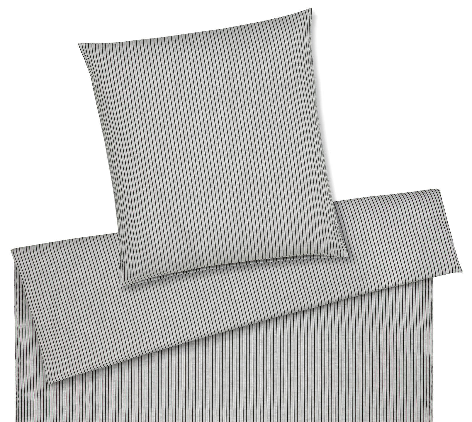 Halbleinen Bettwäsche Cozy in Hellgrau Streifen Freisteller #farbe_Cozy Hellgrau