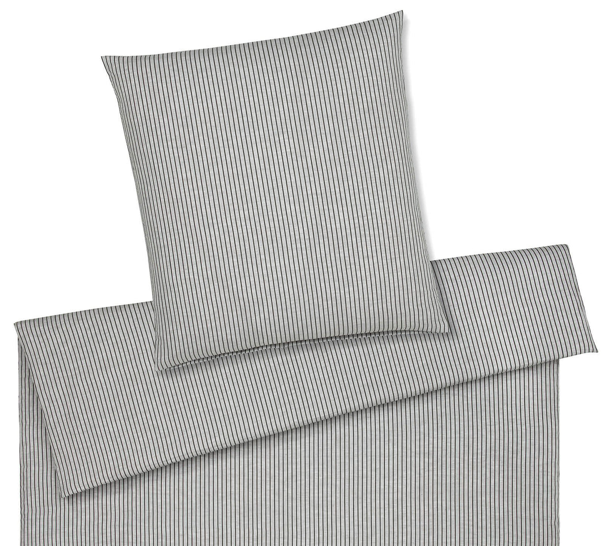 Halbleinen Bettwäsche Cozy in Hellgrau Streifen Freisteller #farbe_Cozy Hellgrau