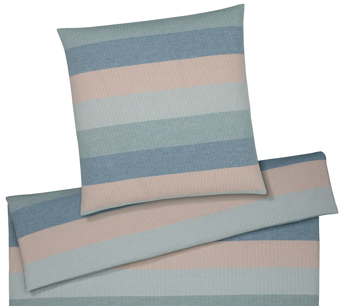 Halbleinen Bettwäsche Glee in Aqua Streifen Freisteller #farbe_Glee Aqua