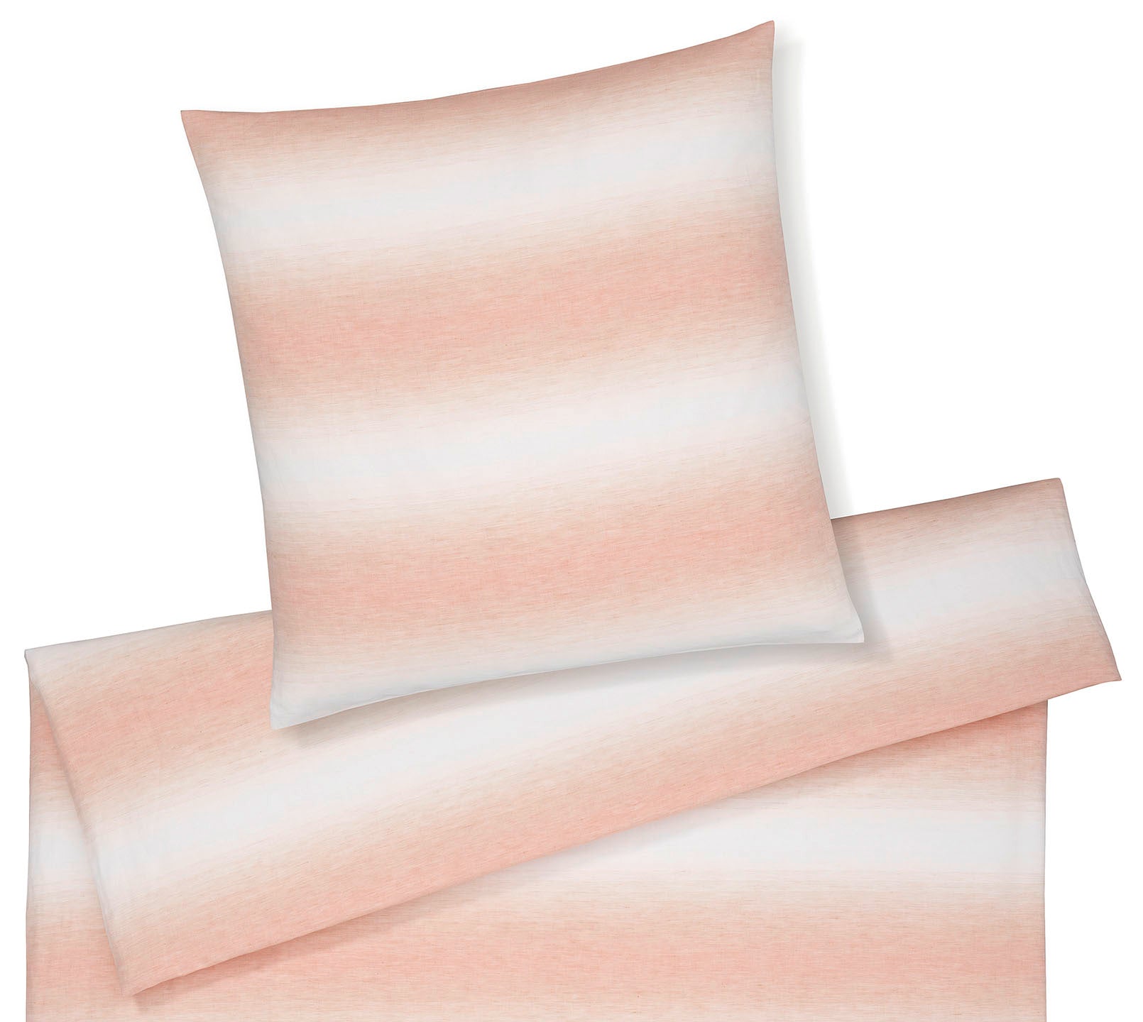 Halbleinen Bettwäsche Layer in Pfirsich Farbverlauf Streifen Freisteller #farbe_Layer Pfirsich