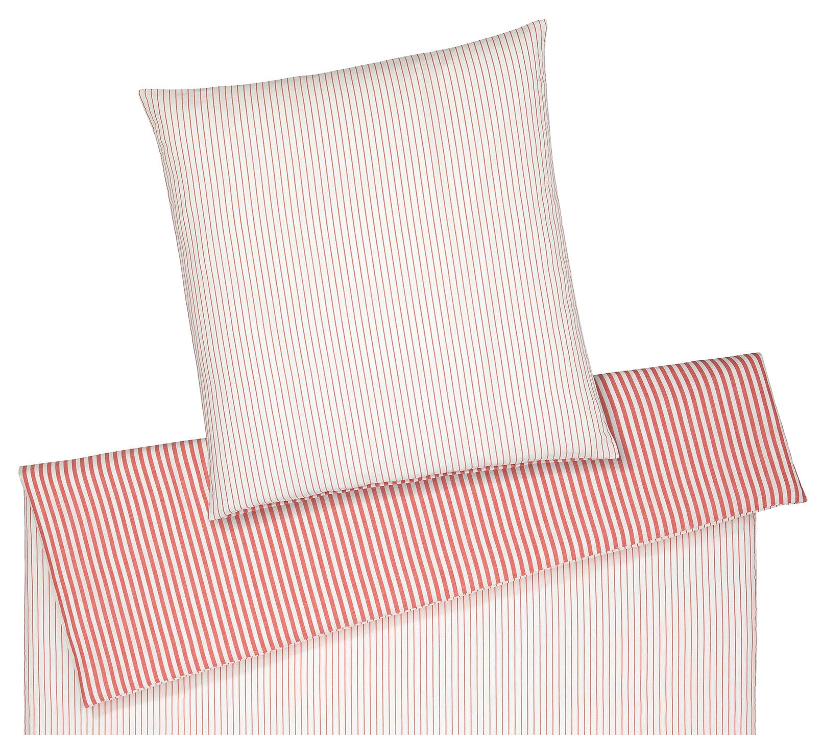 Halbleinen Wende-Bettwäsche Bold in Wassermelone Uni Streifen Freisteller #farbe_Bold Wassermelone