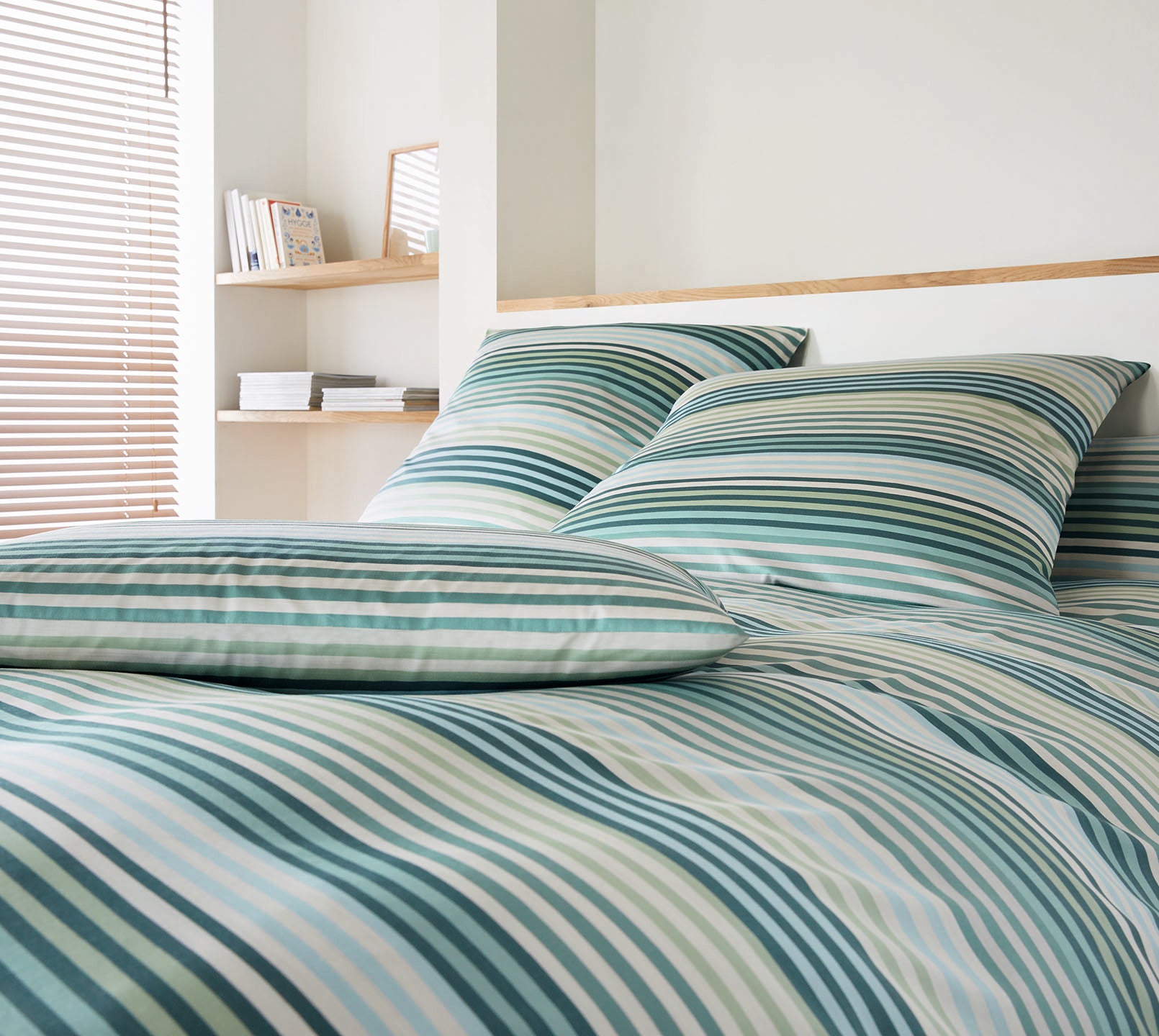 Interlock Jersey Bettwäsche Rio Jersey in Minze Streifen Schlafzimmer #farbe_Rio Minze