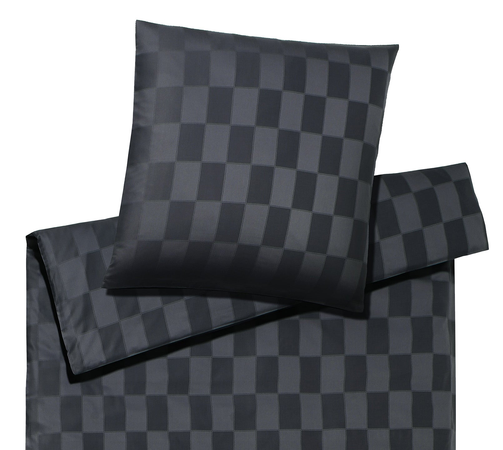 Jacquard Bettwaesche Courage in Dunkelgrau Karos Freisteller #farbe_Anthrazit