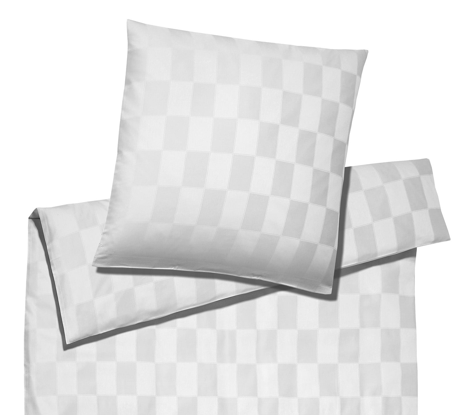Jacquard Bettwaesche Courage in Weiss Karos Freisteller #farbe_Weiß