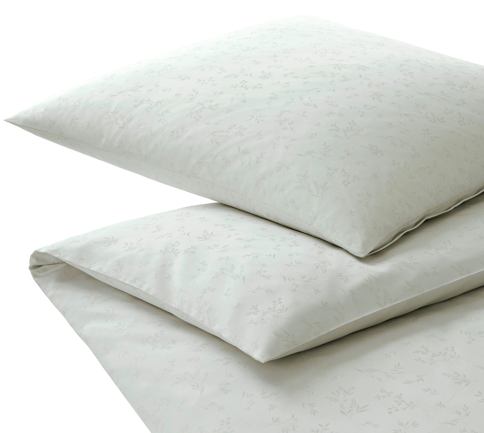 Jacquard Bettwäsche Delight in Pastellgrün Zweige Freisteller #farbe_Delight Pastellgrün