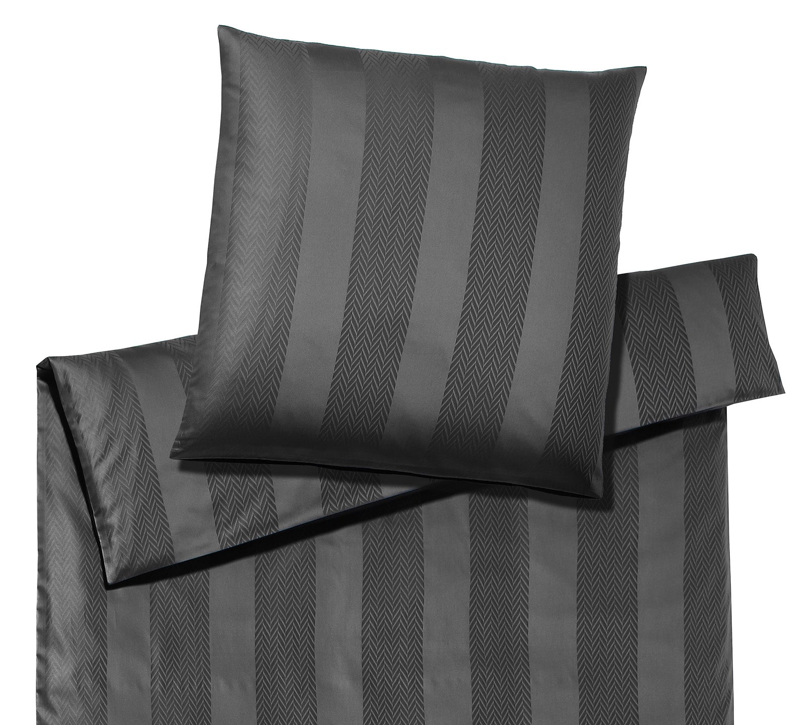 Jacquard Bettwaesche Metropolis in Graphit Fischgratstreifen Freisteller #farbe_Graphit