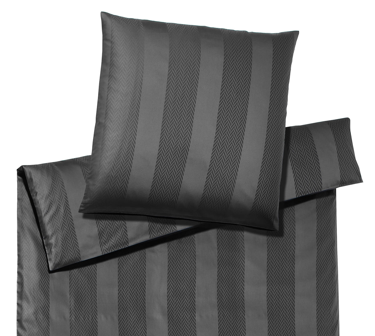 Jacquard Bettwaesche Metropolis in Graphit Fischgratstreifen Freisteller #farbe_Graphit