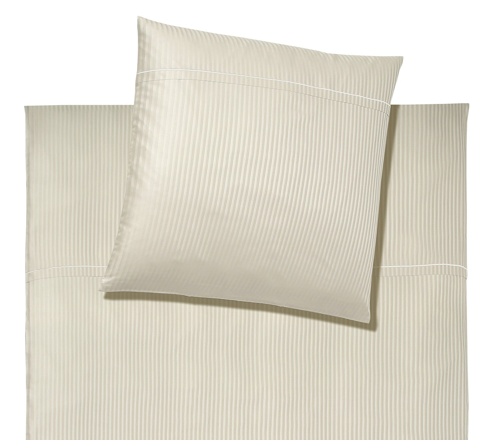 Jacquard Bettwaesche Milano in Beige Streifen Freisteller #farbe_Natur
