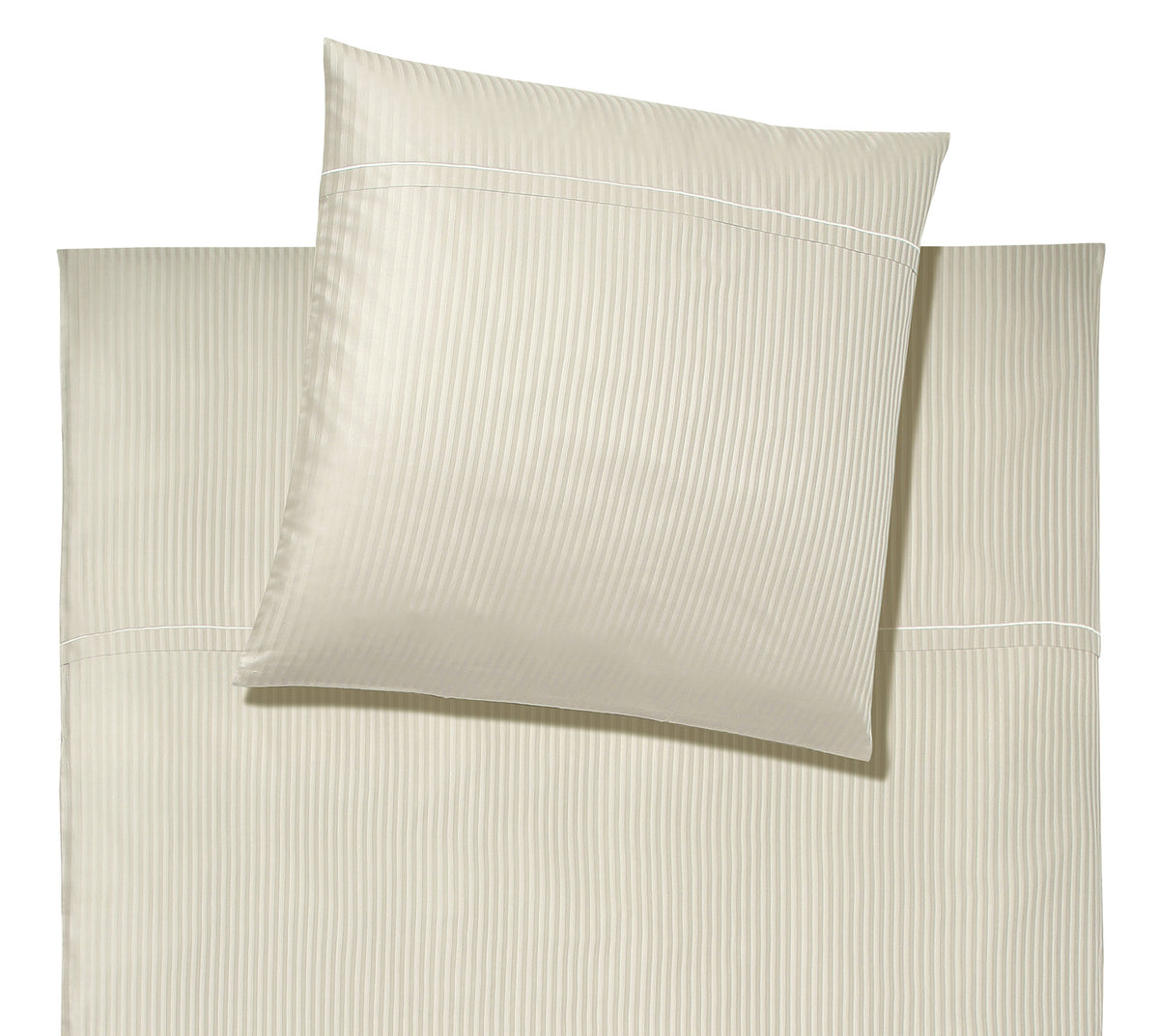 Jacquard Bettwaesche Milano in Beige Streifen Freisteller #farbe_Natur
