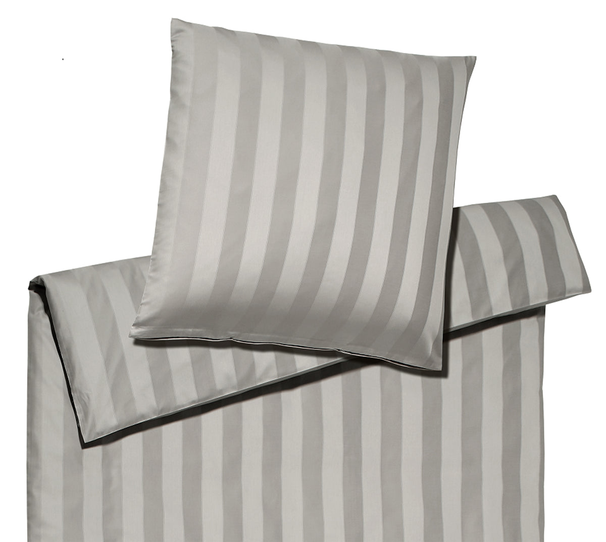 Jacquard Bettwaesche Noblesse in Silber Streifen Freisteller #farbe_Silber