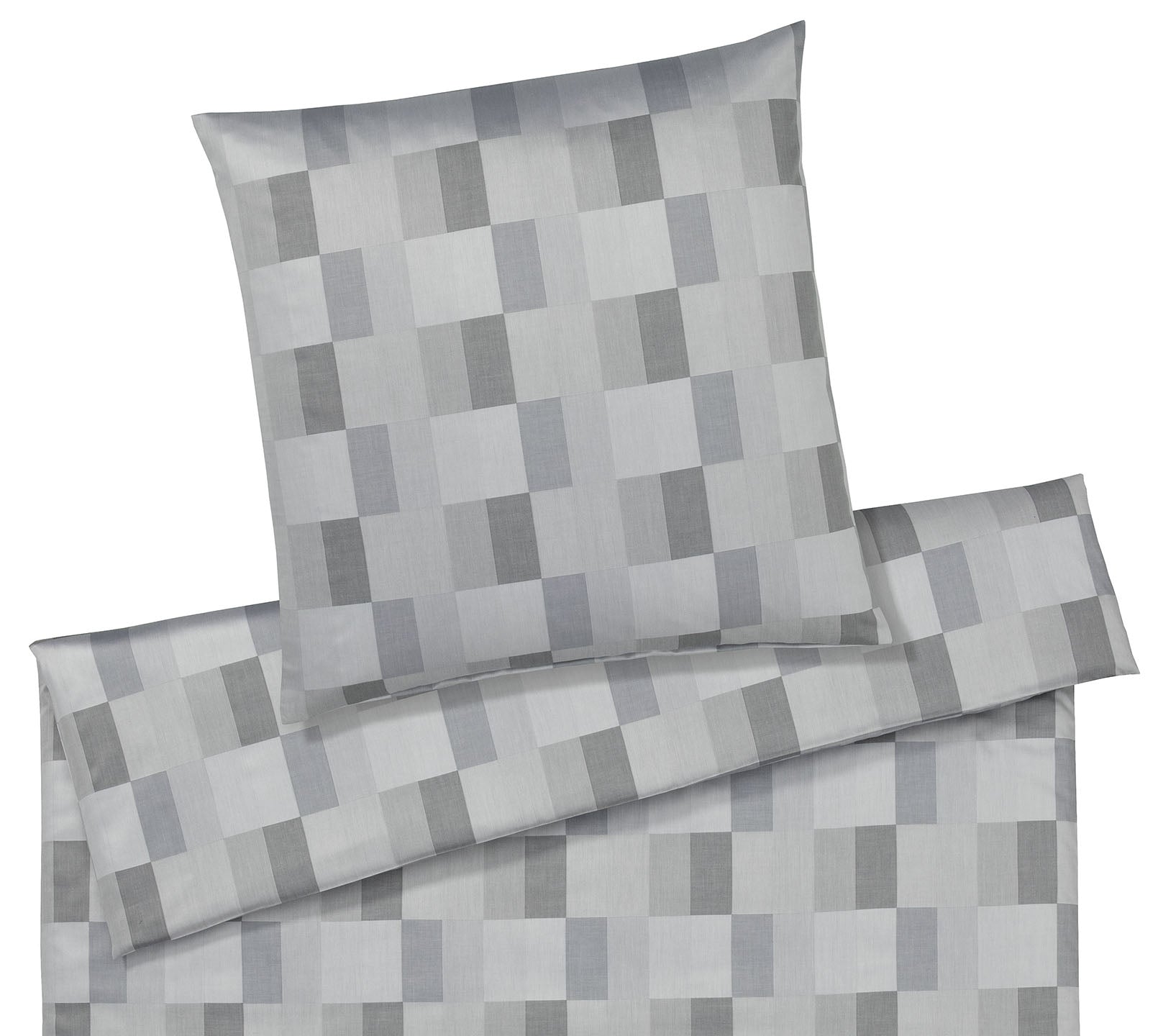 Jacquard Bettwaesche Piazza in Grau Karos Freisteller #farbe_Silbergrau